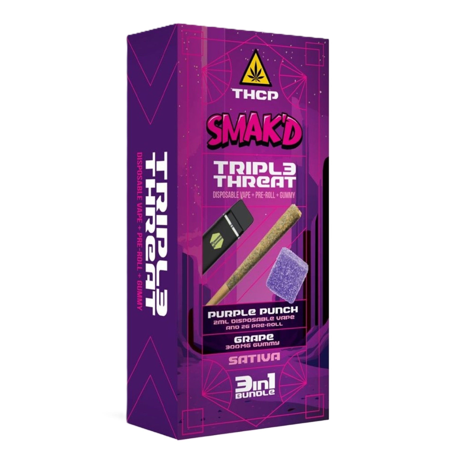 Smakd Triple Threat 3 In 1 Vape Pre Roll Gummy