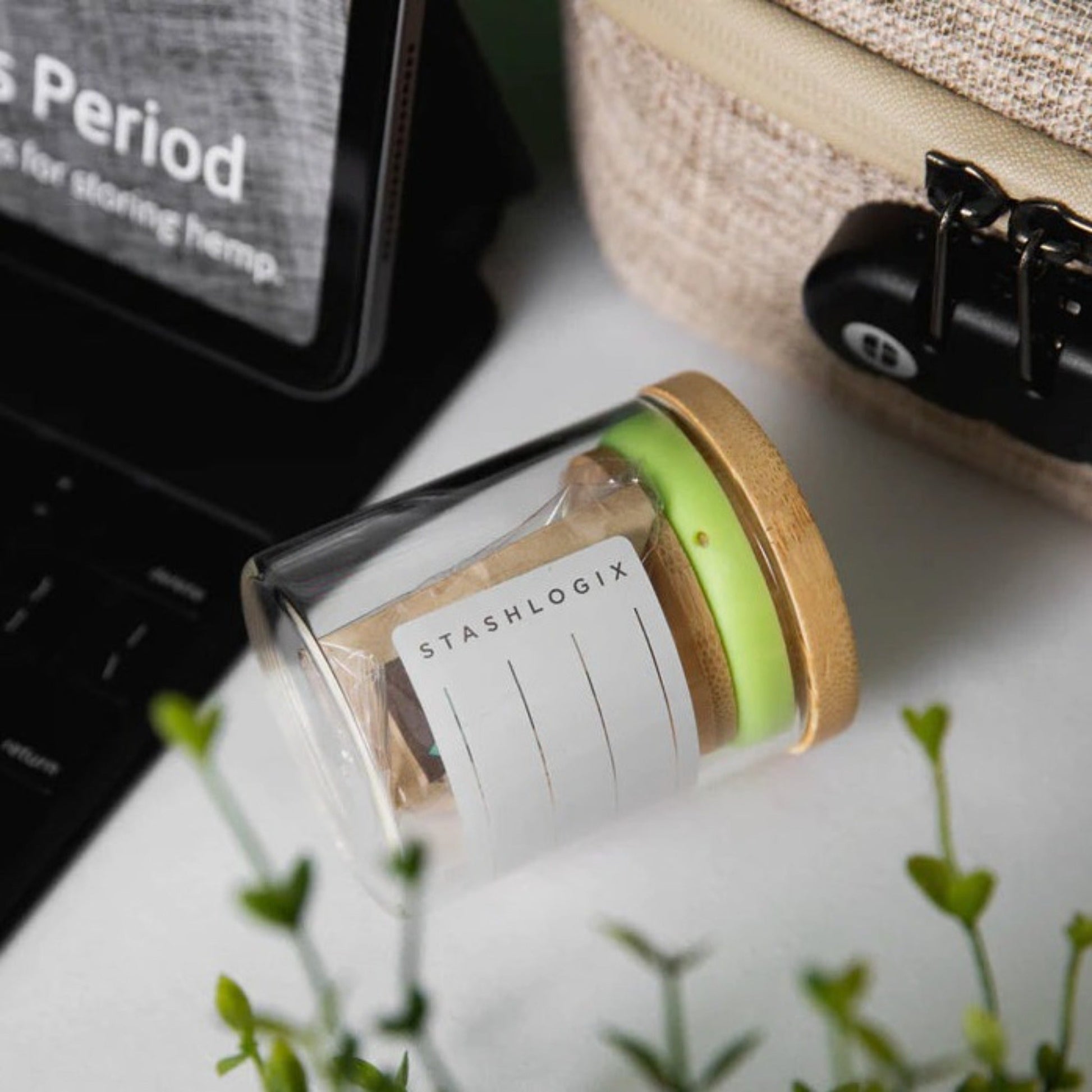 StashLogix Bamboo SmartJar Stash Jar 3in Small