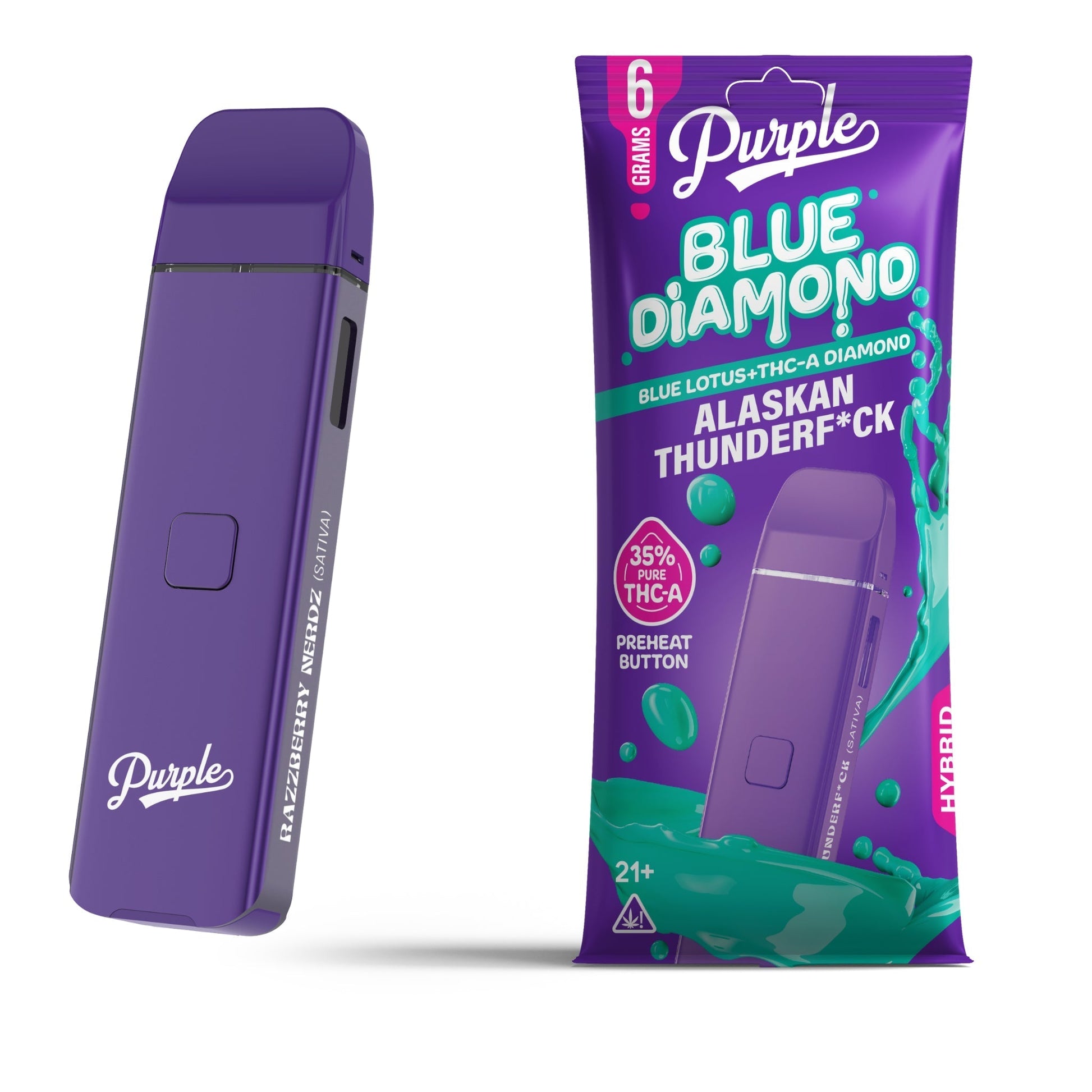 Purple Blue Diamond THC-A Blue Lotus Vaporizer 6000mg