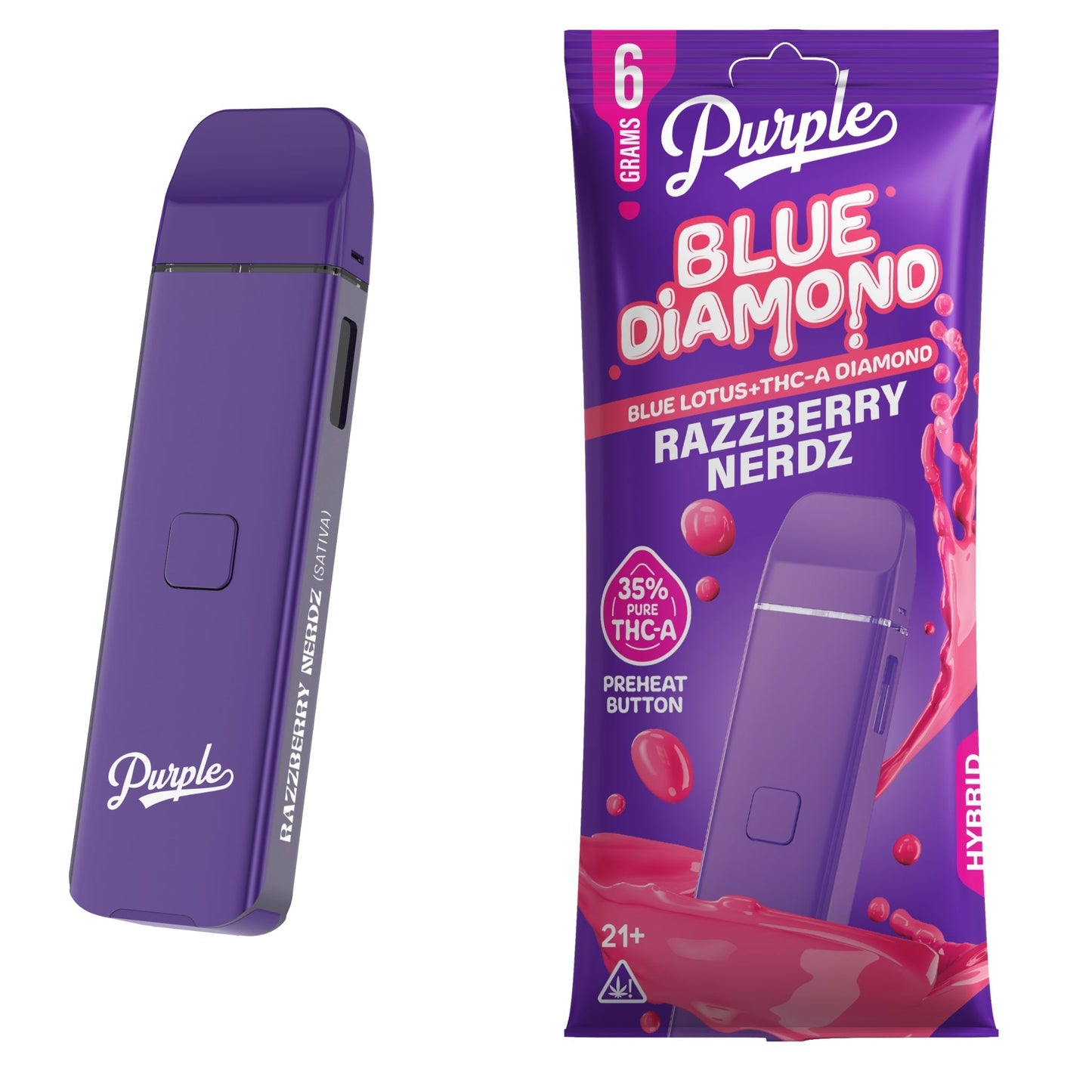 Purple Blue Diamond THC-A Blue Lotus Vaporizer 6000mg