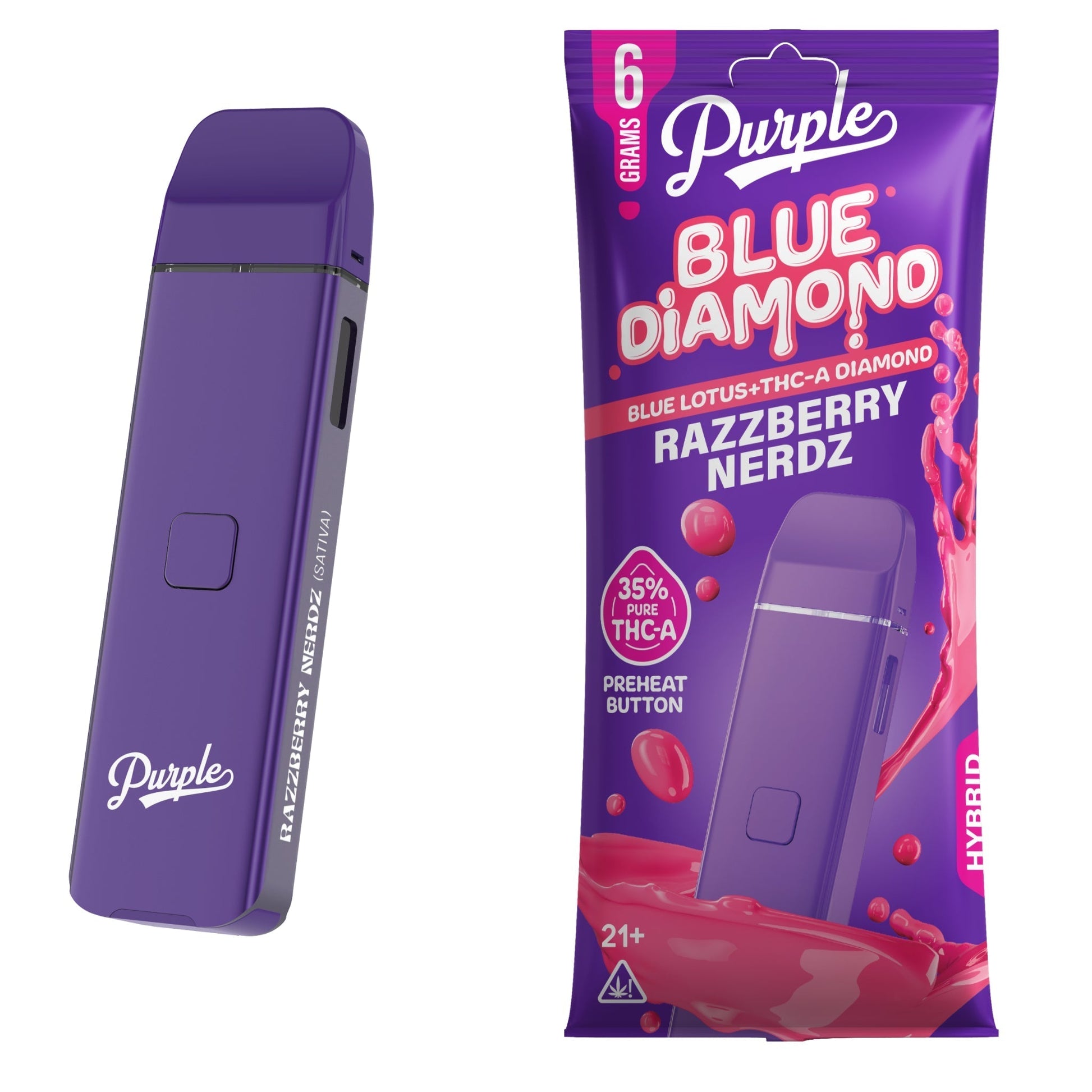 Purple Blue Diamond THC-A Blue Lotus Vaporizer 6000mg