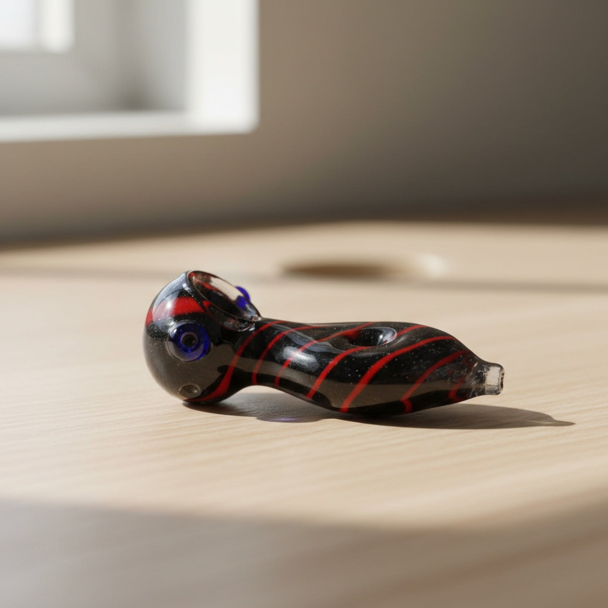 Striped Spoon Pipe 3in Borosilicate Glass