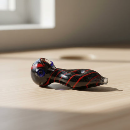 Striped Spoon Pipe 3in Borosilicate Glass
