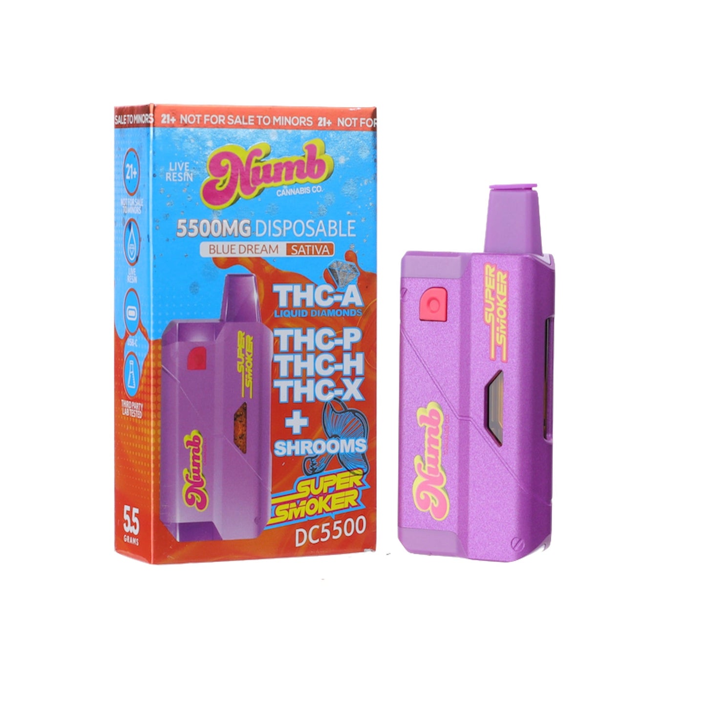 Numb Super Smoker Shroom Blue Dream Vaporizer 5500mg