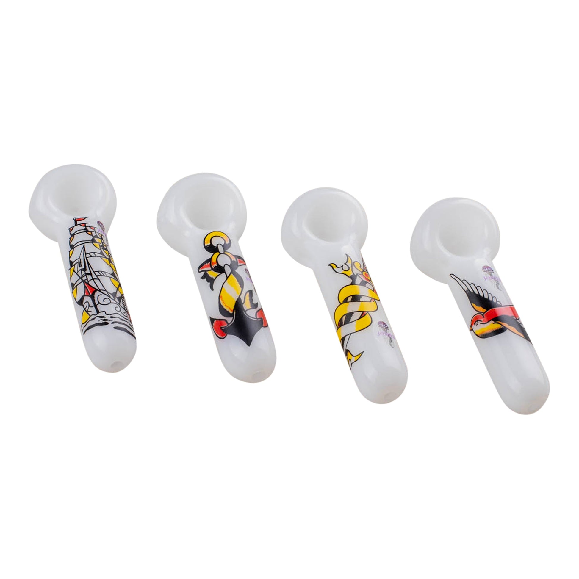 Jellyfish Glass Tattoo Series Spoon Pipe 5in