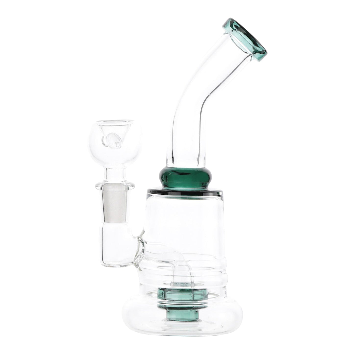 Tilted Disc Perc Bong 7in Green Glass