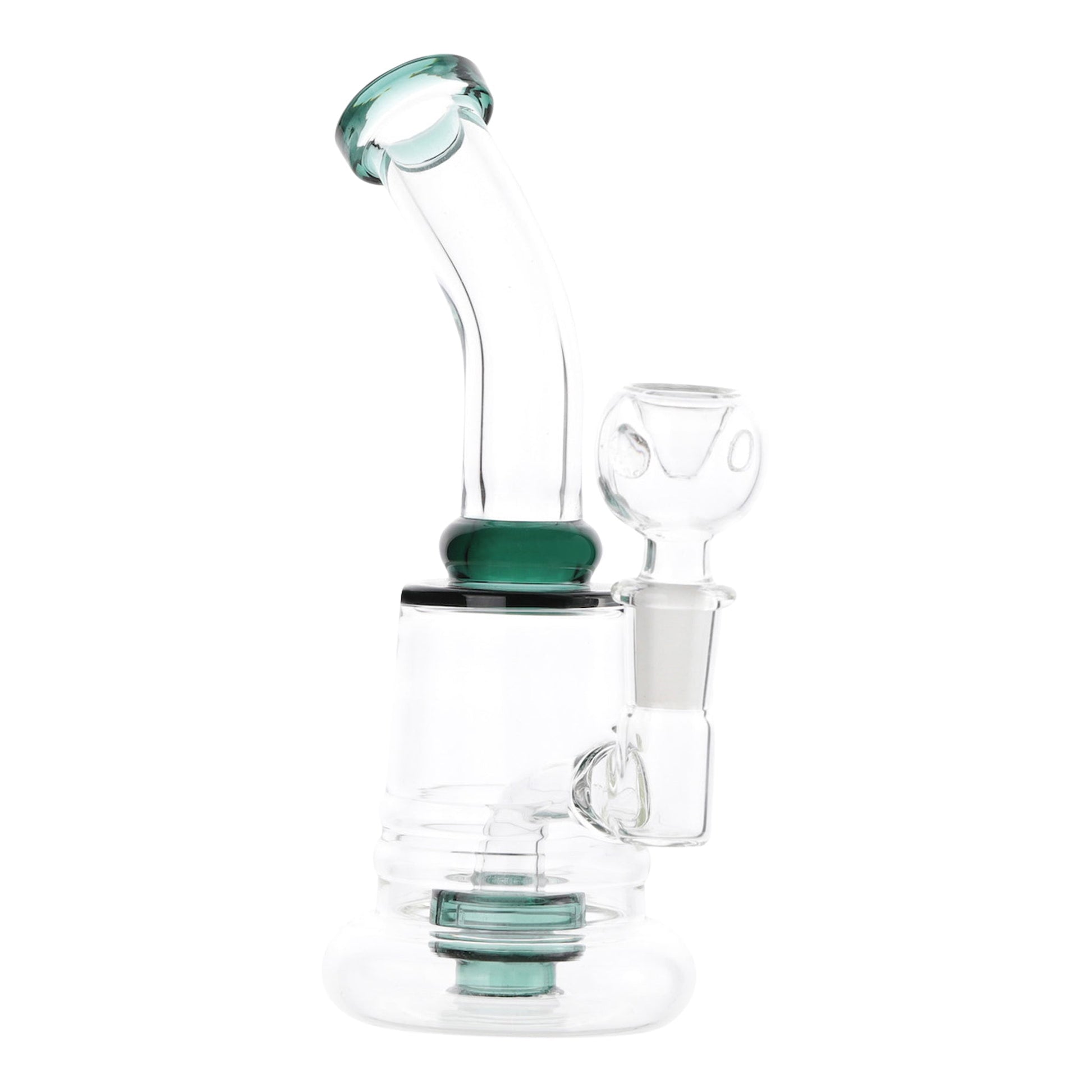 Tilted Disc Perc Bong 7in Green Glass