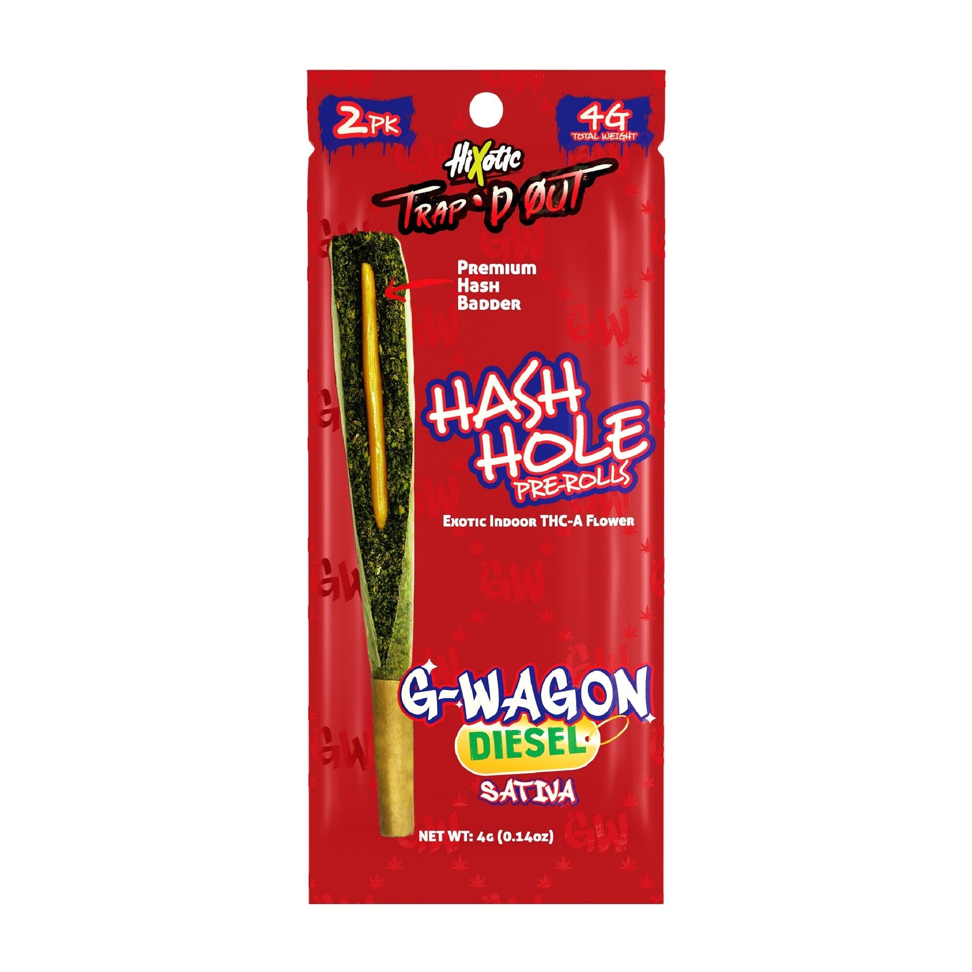 Trap'd Out Jeffrey Hash Holes 4g Total Two 2g Pre-Rolls THC-A