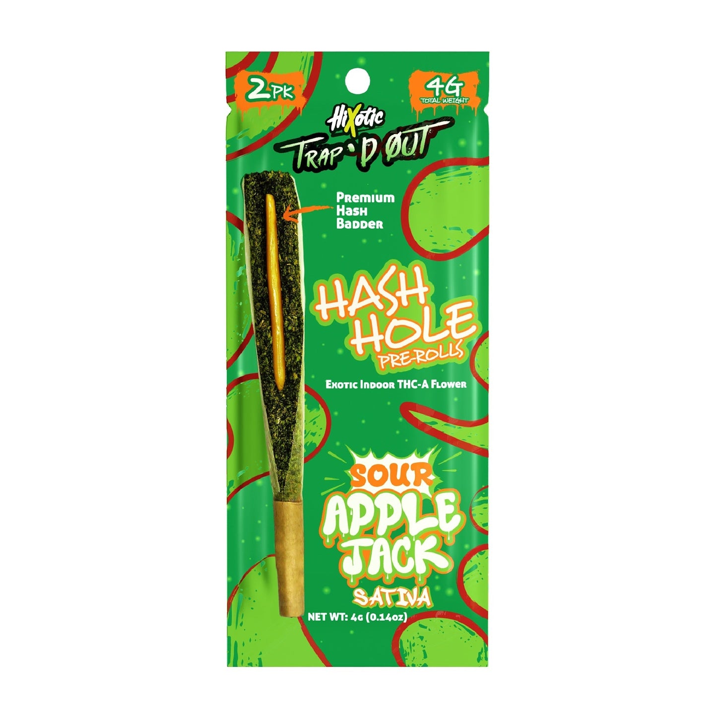 Trap'd Out Jeffrey Hash Holes 4g Total Two 2g Pre-Rolls THC-A