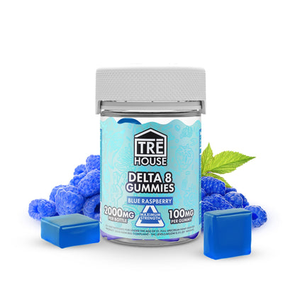 Tre House Blue Raspberry Delta 8 Gummies 2000mg