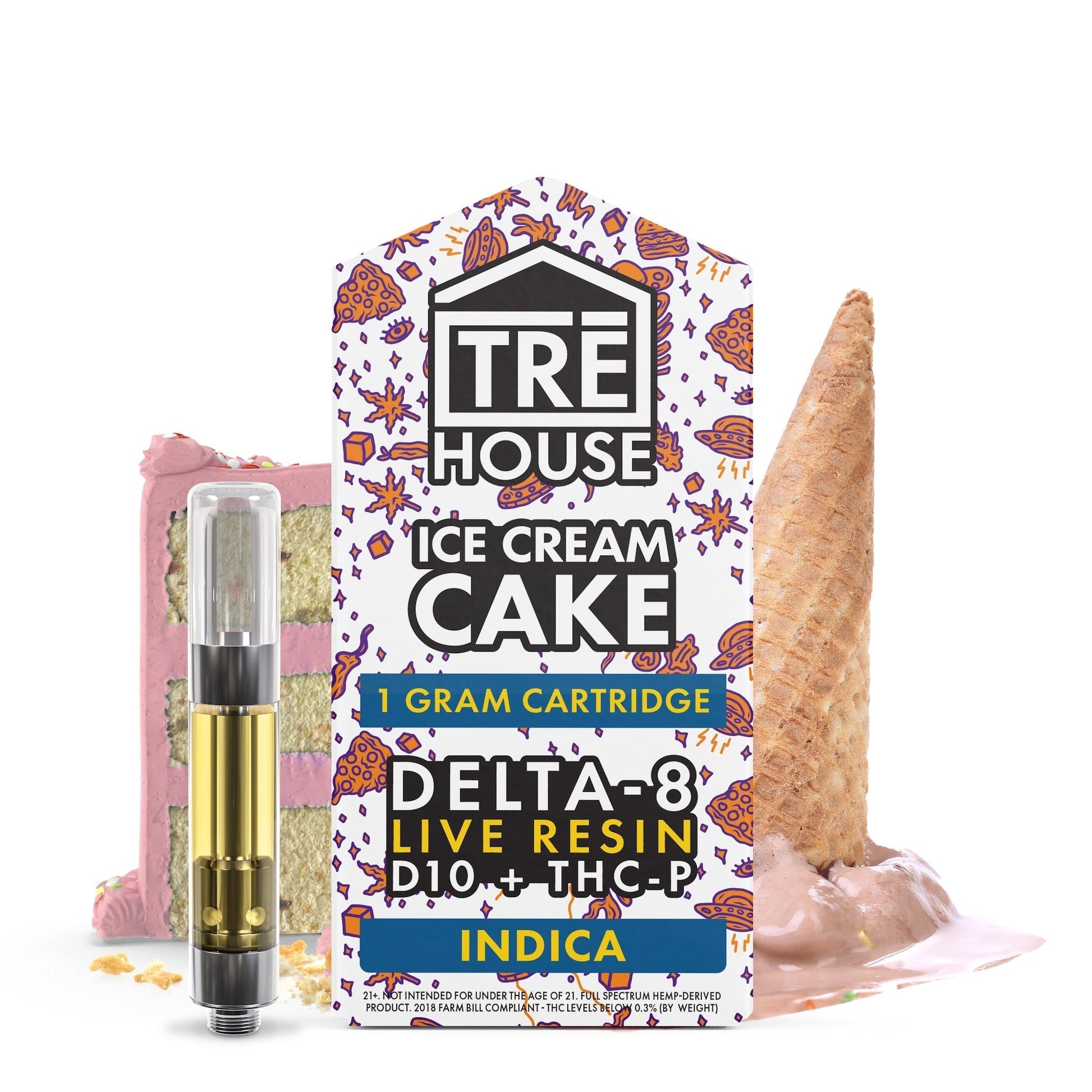 Tre House Live Resin Blend Ice Cream Cake Cartridge 1000mg