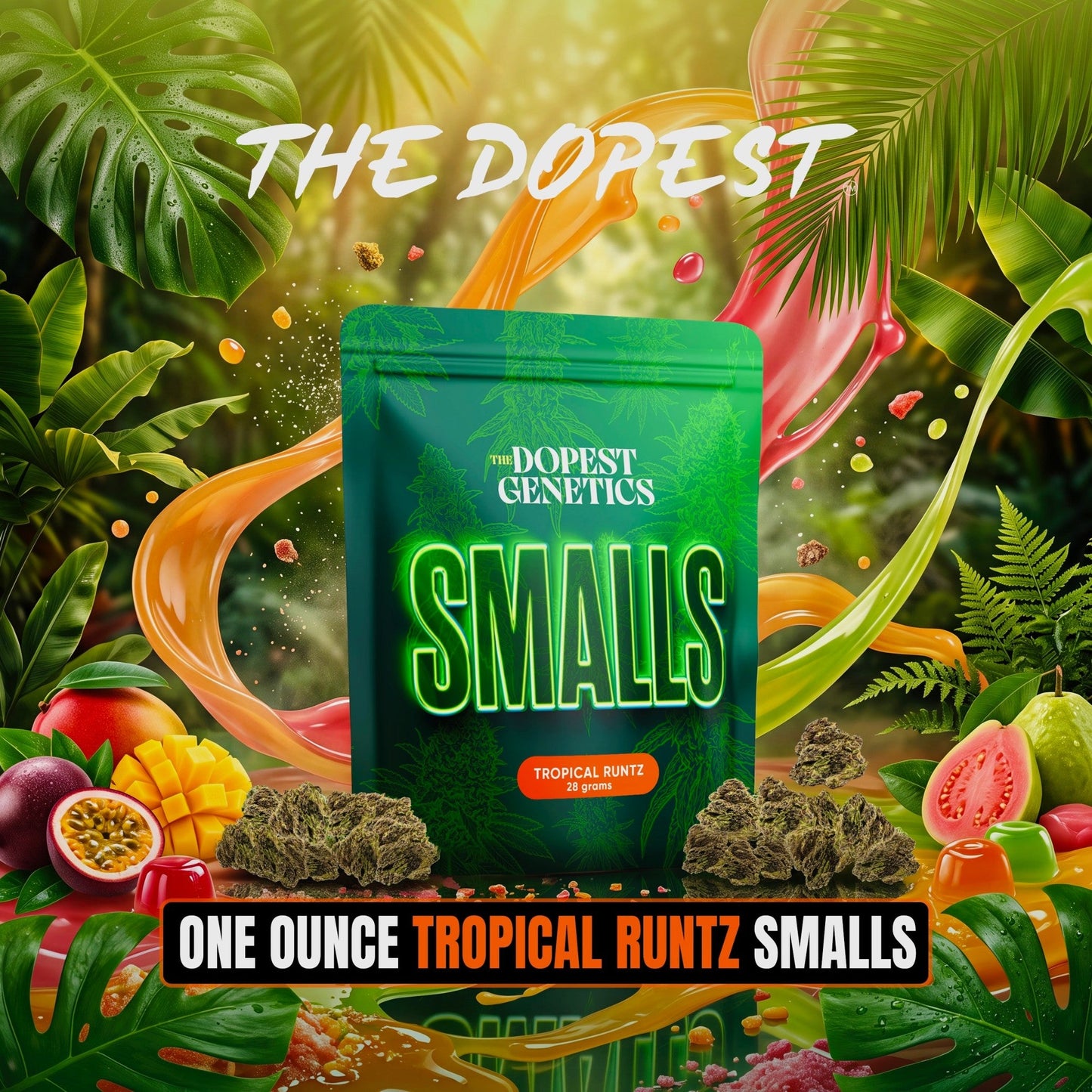 The Dopest Smalls Tropical Runtz Indica THCa Flower 28g