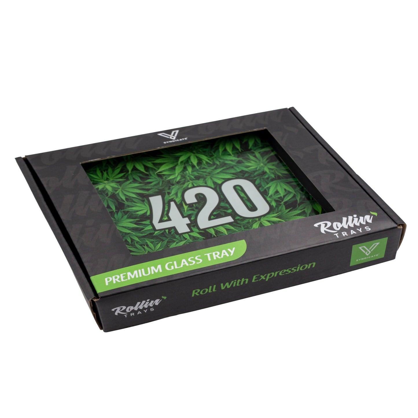 V Syndicate 420 Green Glass Rolling Tray