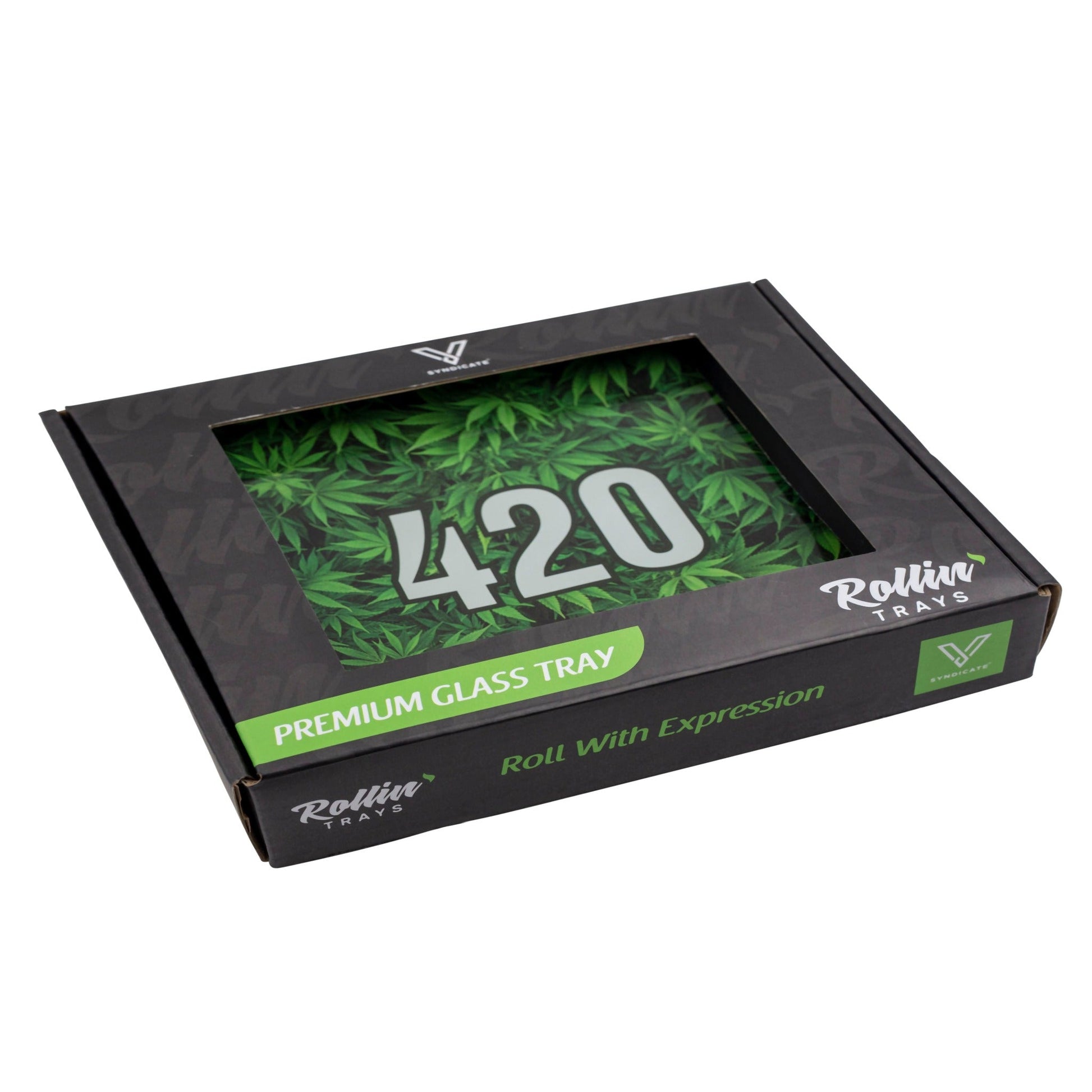 V Syndicate 420 Green Glass Rolling Tray