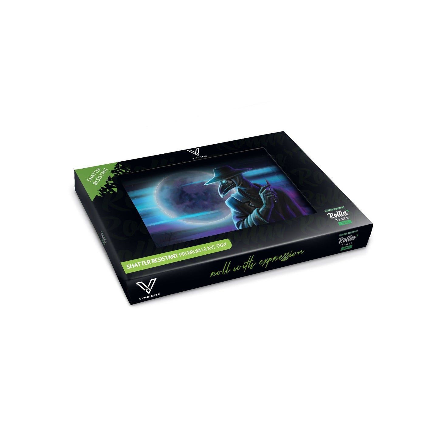 V Syndicate Dark Traveler Glass Rolling Tray 6.75in