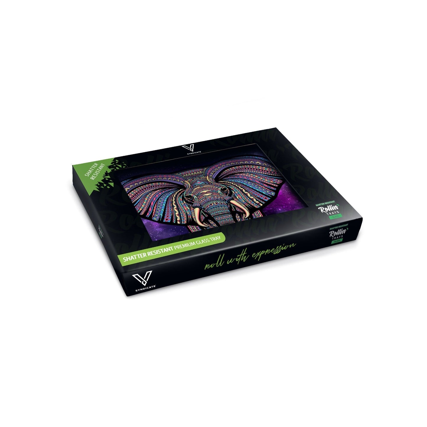 V Syndicate Elephant Glass Rolling Tray 6.75in 10.5in