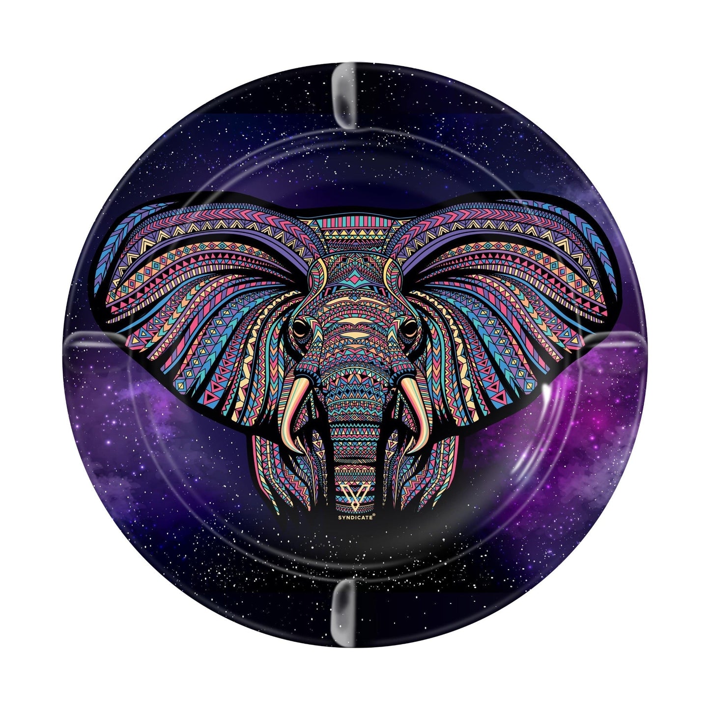 V Syndicate Elephant Round Metal Ashtray 5.5in