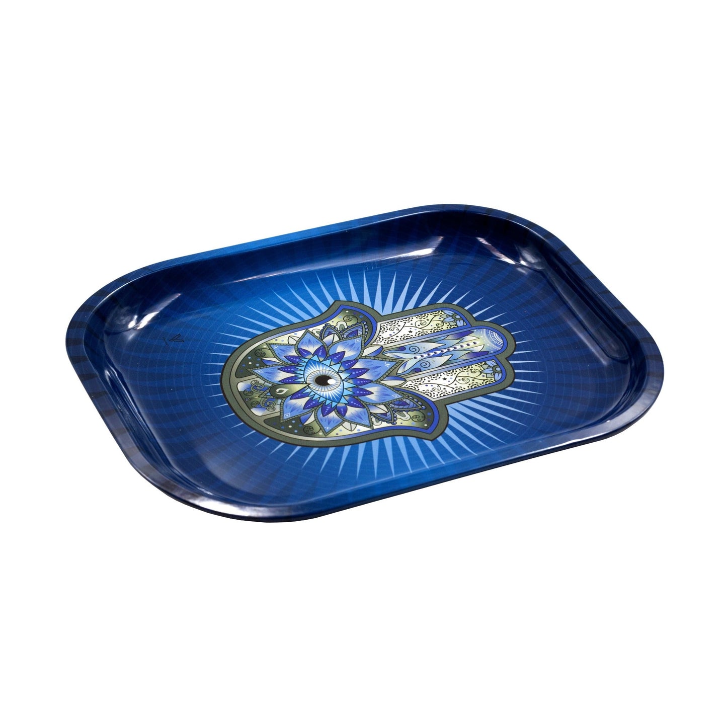 V Syndicate Hamsa Blue Metal Rolling Tray 10.5in