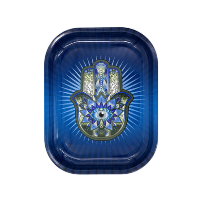 V Syndicate Hamsa Blue Metal Rolling Tray 10.5in