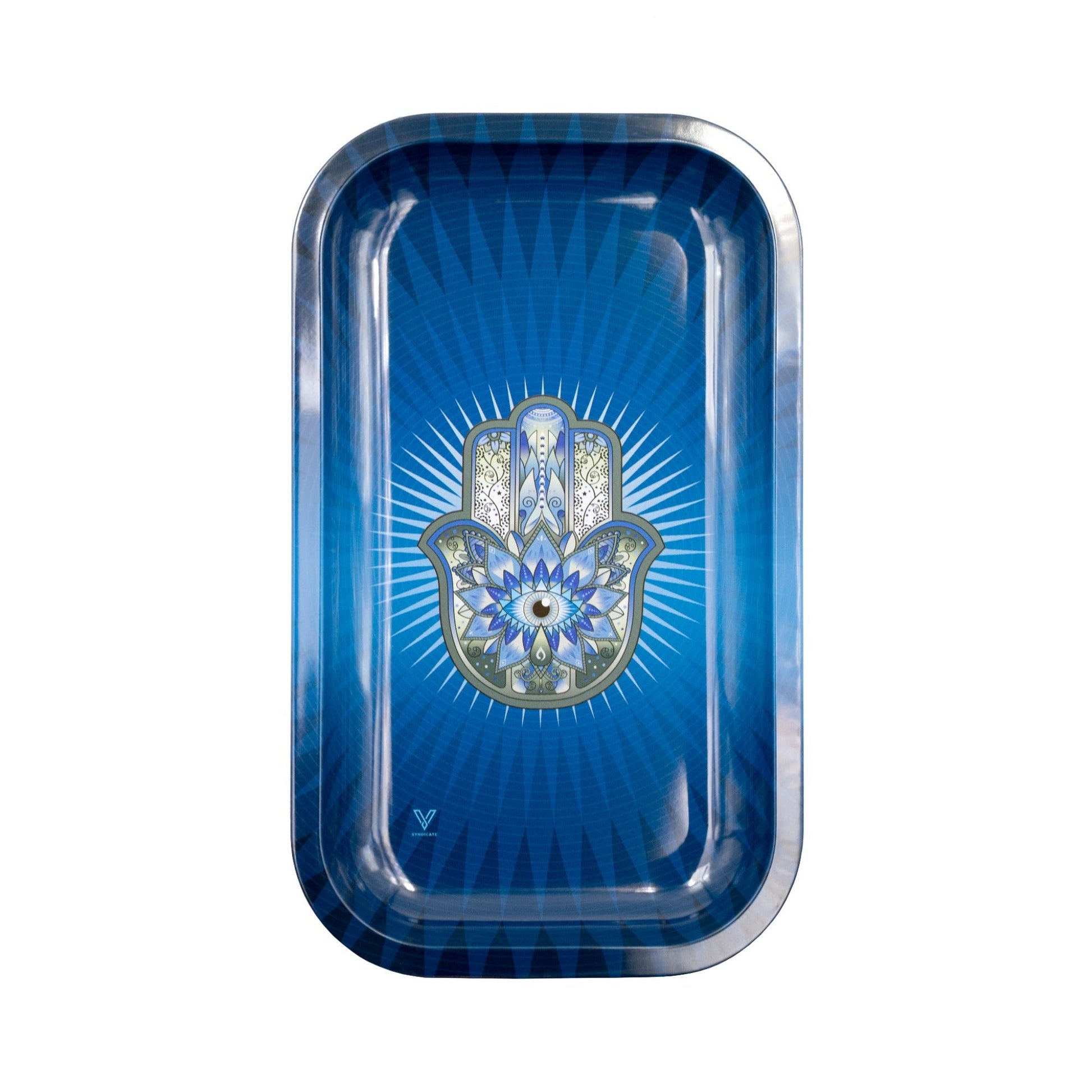 V Syndicate Hamsa Blue Metal Rolling Tray 10.5in