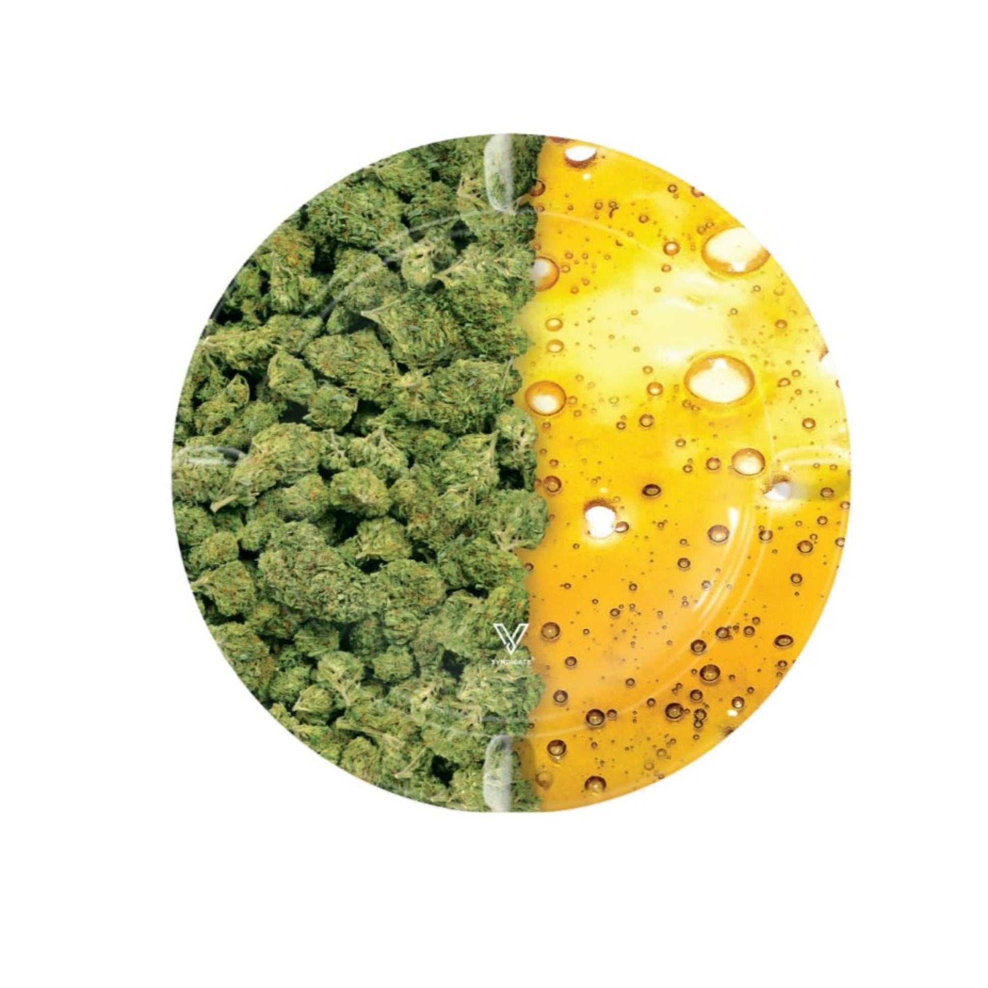 V Syndicate Oil And Buds Round Metal Ashtray 5.5in
