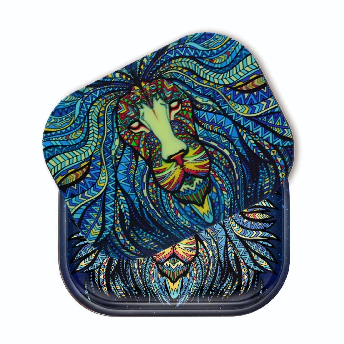V Syndicate Tribal Lion Roll n Go Set Rolling Tray with Magnetic Lid 7in