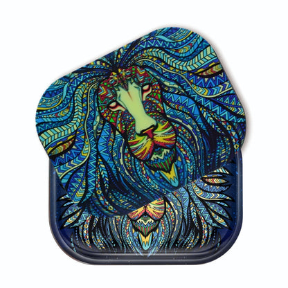 V Syndicate Tribal Lion Roll n Go Set Rolling Tray with Magnetic Lid 7in