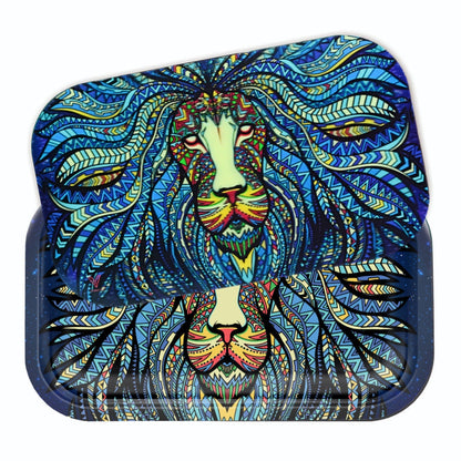 V Syndicate Tribal Lion Roll n Go Set Rolling Tray with Magnetic Lid 7in