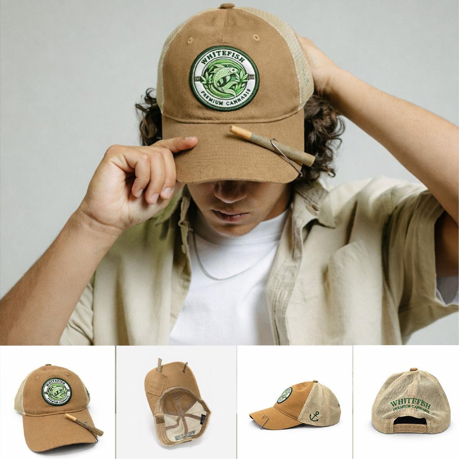 Whitefish Premium Cannabis Trucker Hat with Roach Clip