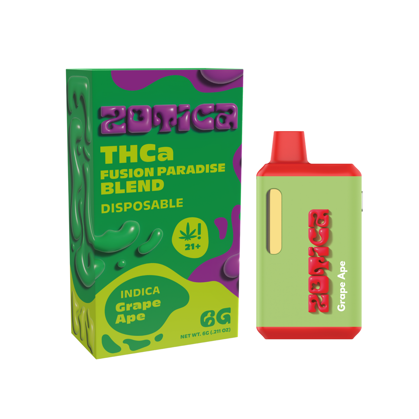 Zotica Green Hulk Grape Ape THC-A Vaporizer 6000mg