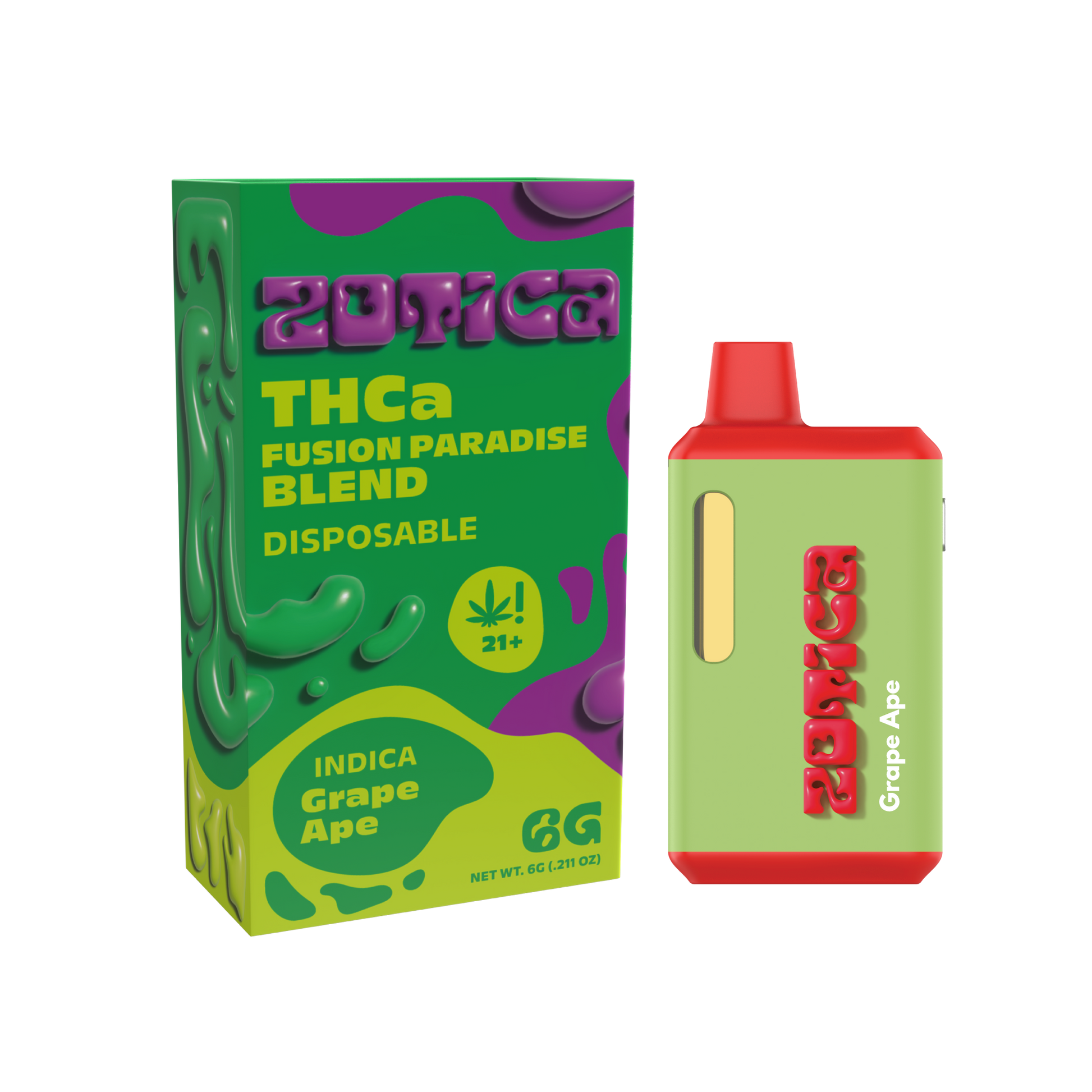 Zotica Green Hulk Grape Ape THC-A Vaporizer 6000mg
