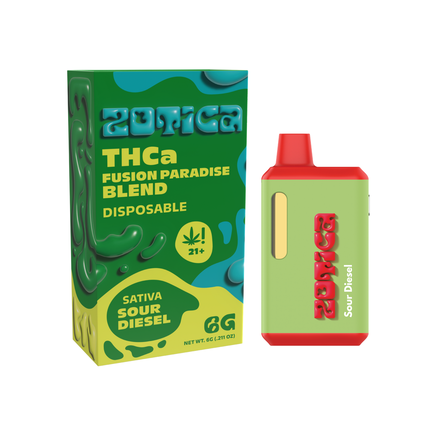 Zotica Green Hulk Sour Diesel THC-A Vaporizer 6000mg