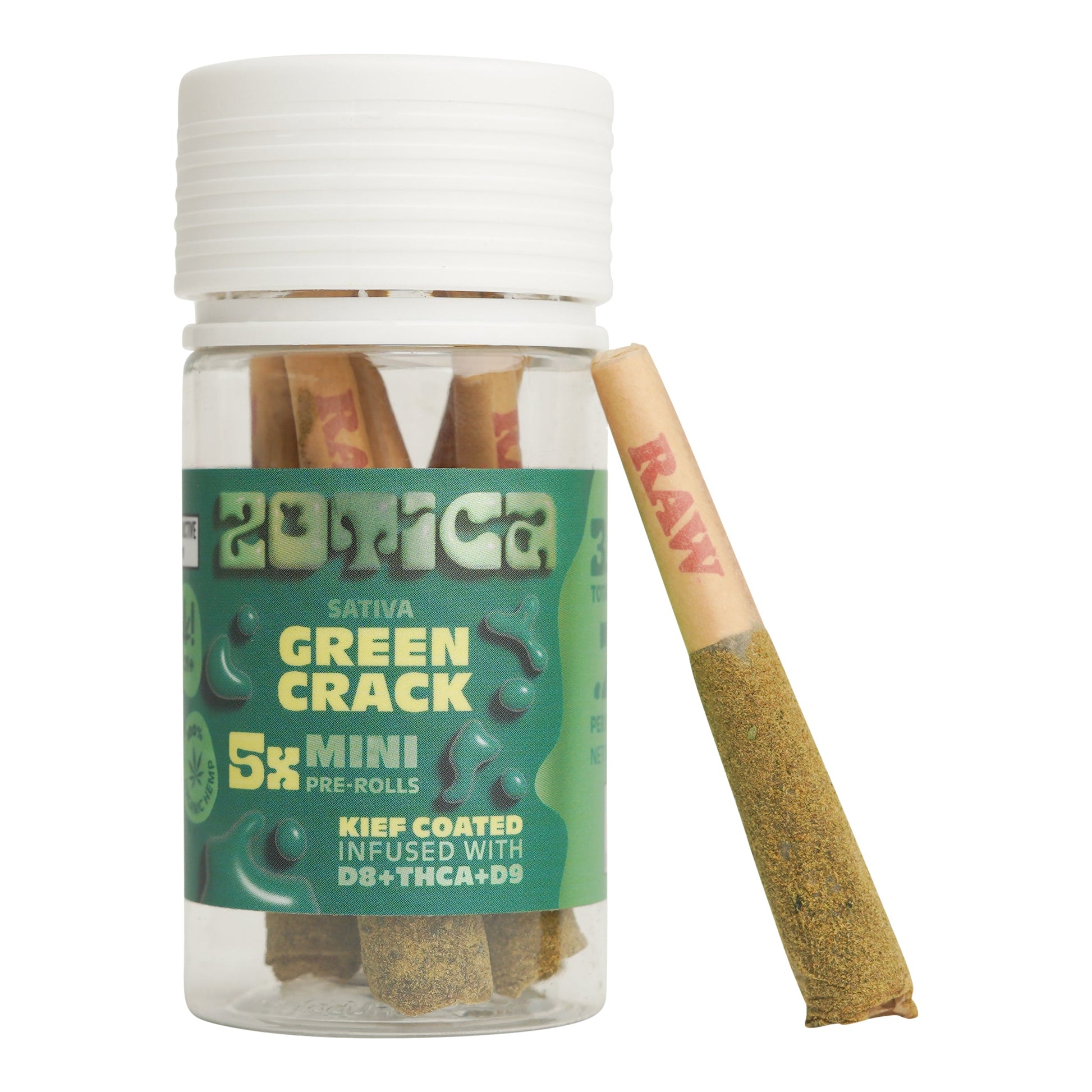 Zotica Green Crack THC-A Blend Kief Mini Pre-Rolls 5ct