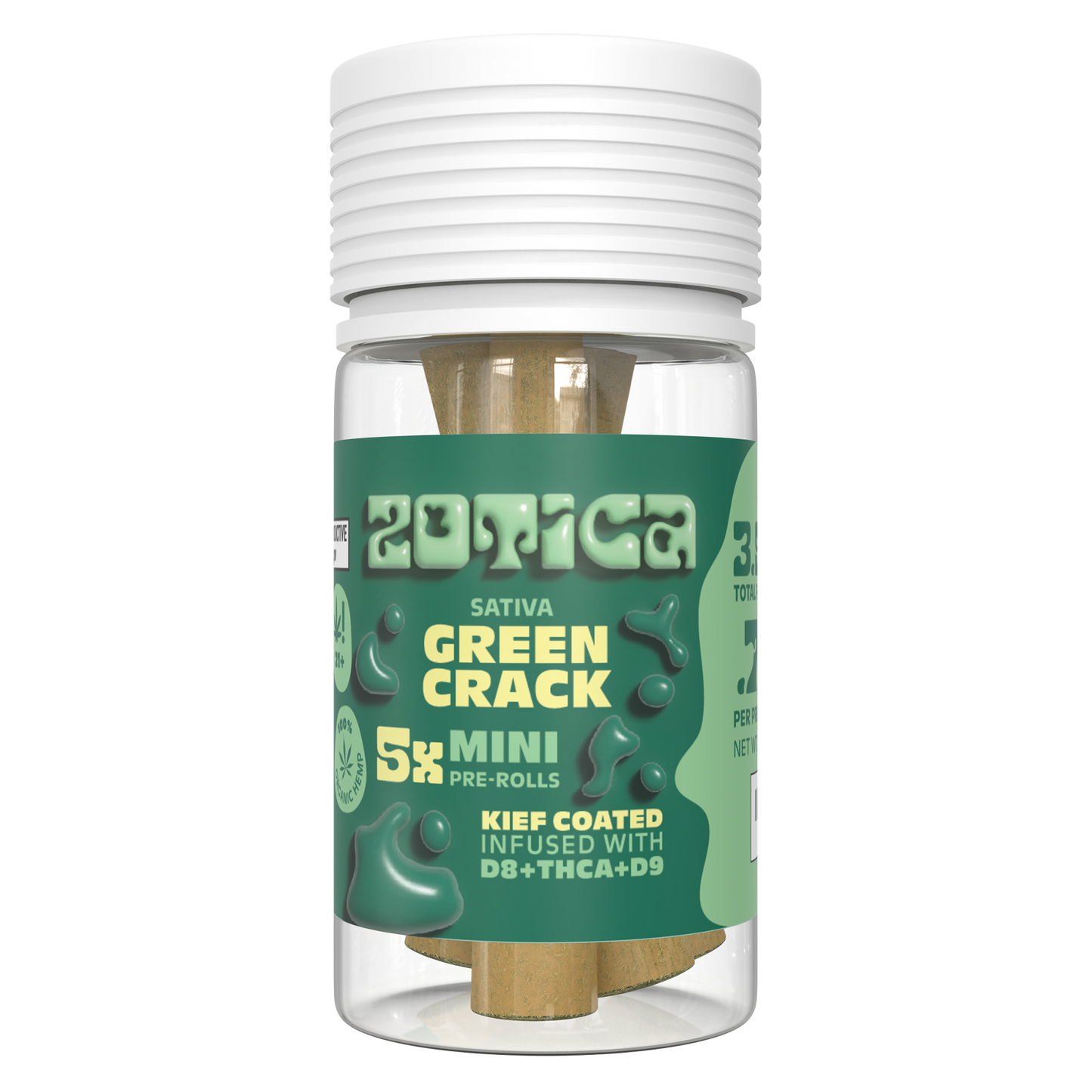 Zotica Green Crack THC-A Blend Kief Mini Pre-Rolls 5ct