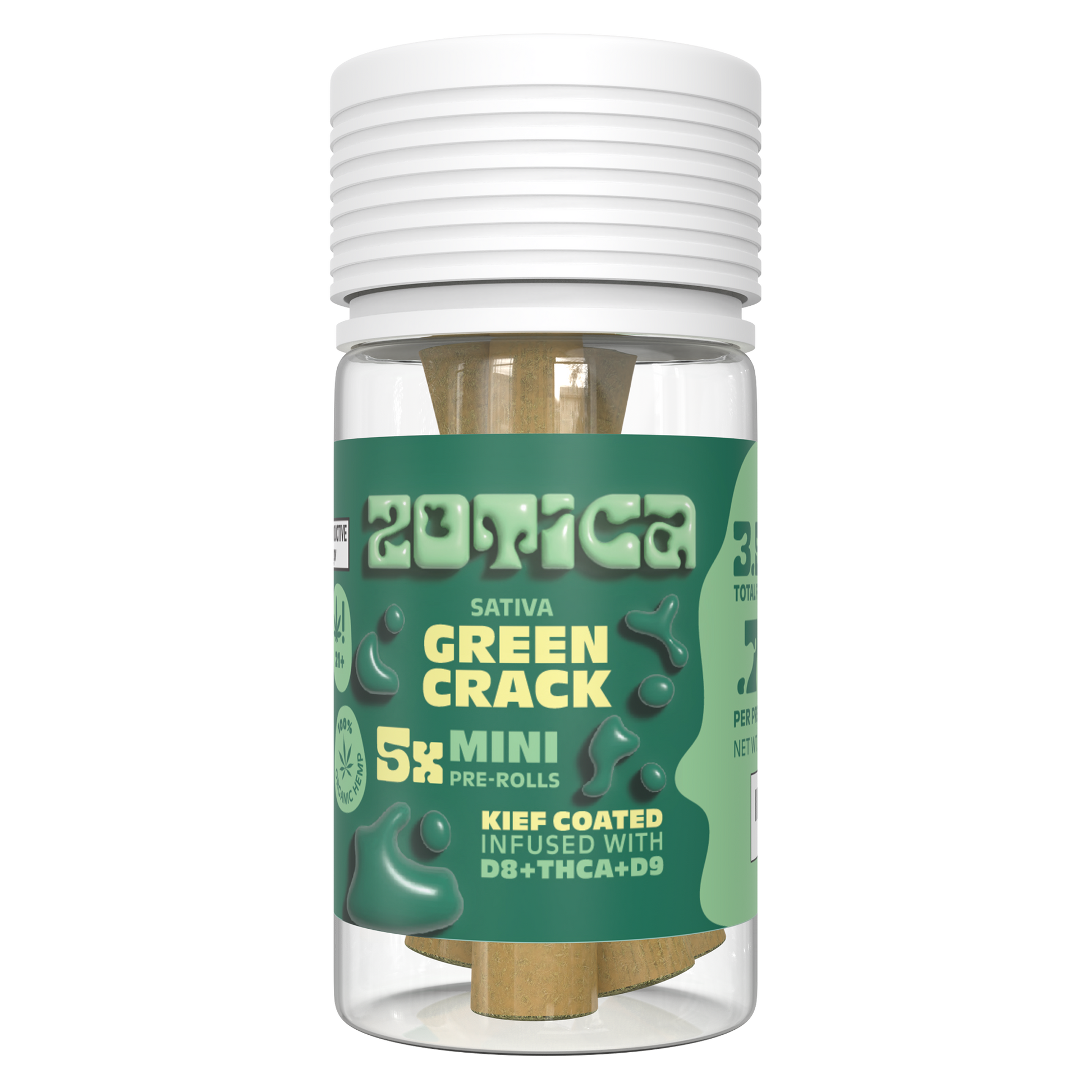 Zotica Green Crack THC-A Blend Kief Mini Pre-Rolls 5ct